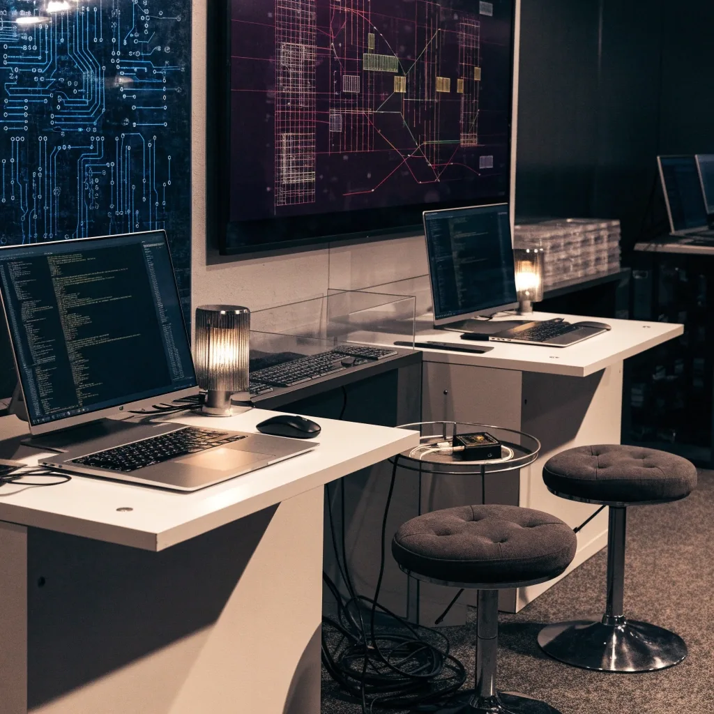 A learner's workstation in cool morning light while studying applied AI and MLOps workflows